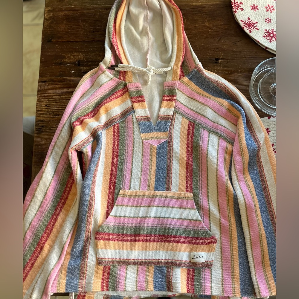 Roxy Multicolor Striped poncho sweater